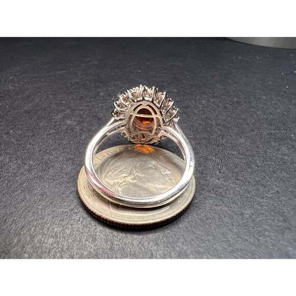 NEW Cherry citrine and Moissanite ring in platinum over sterling silver size 8 - Picture 6 of 14
